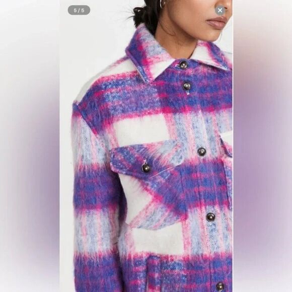 NWT Blank NYC Prime Time Blue Multi Plaid Brushed Long Shacket Sz XS - Picture 4 of 10